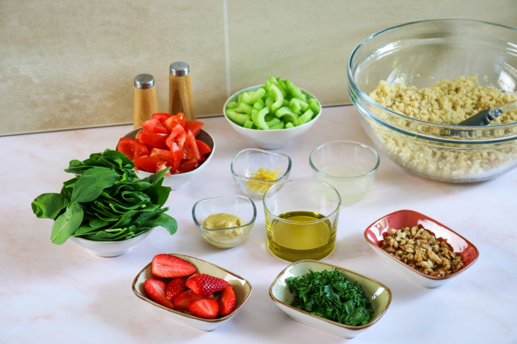 raw ingredients in individual bowls