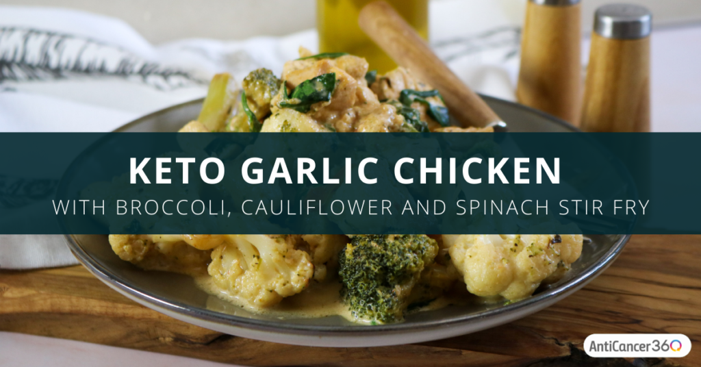 Keto Garlic Chicken With Broccoli, Cauliflower, and Spinach Stir Fry