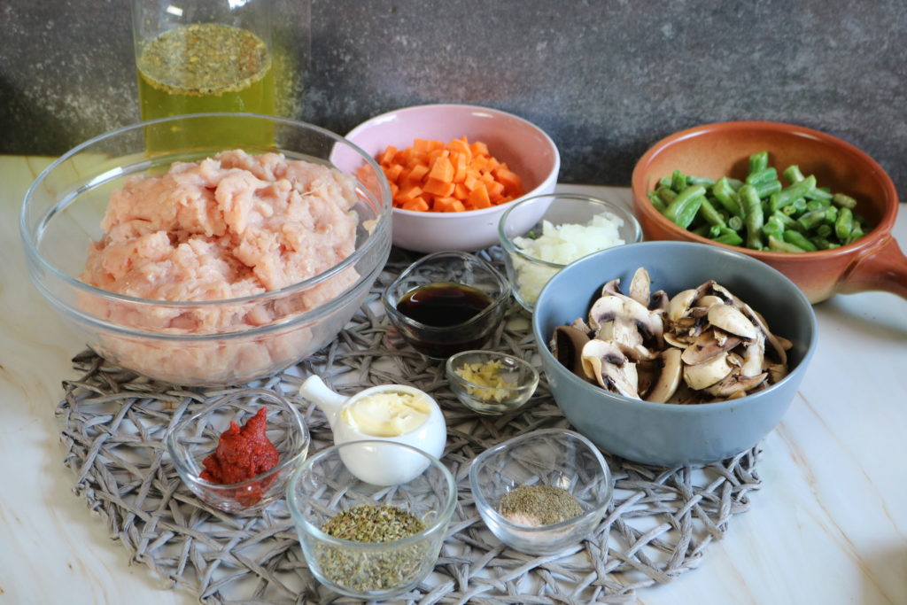 raw ingredients in separate bowls