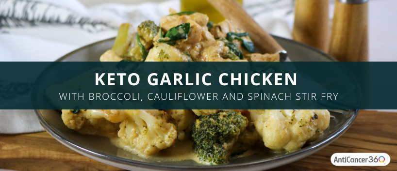 Keto Garlic Chicken With Broccoli, Cauliflower, and Spinach Stir Fry