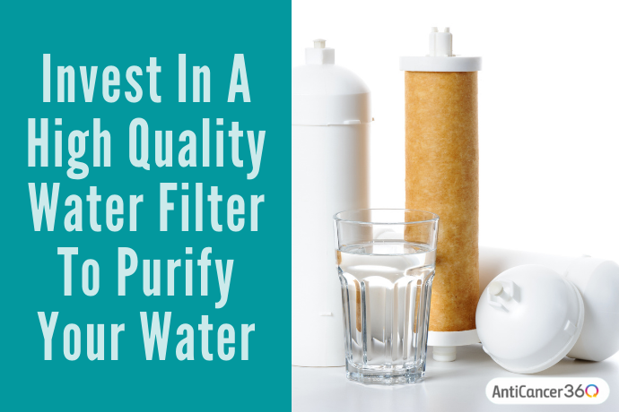 Water filter with glass of water