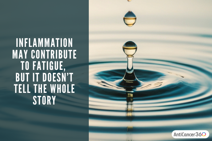 Water droplet creating ripples, representing how inflammation may contribute to cancer-related fatigue.